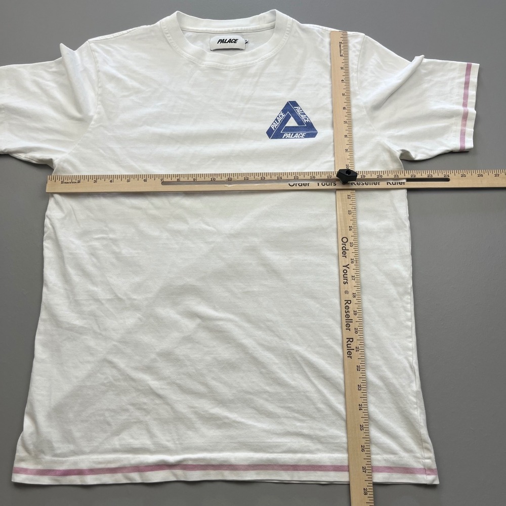 Palace T-Shirt Mens XL White Blue Tri-Ferg Logo Pink Striped Trim Streetwear - Picture 11 of 14